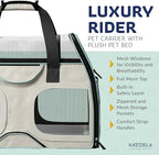 Katziela Pet Carrier - Airline Compliant Dog Carrier - TSA Approved Pet Carrier for Small Dogs and Cats - Soft FAA Travel Airplane Dog Carrier Luggage (White/Blue-Pro)