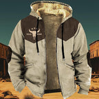 Men's Western Aztec Jackets Hooded Cowboy Hoodie Warm Full Zip Ethnic Vintage Long Sleeve Coat Fall Winter Tops