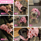 cyeollo Dog Sweater Dress Dog Clothes Pullover Turtleneck with Leash Hole Heart Pattern Holiday Outfit Female Pet Apparel Valentine Sweater for Medium Large Dogs