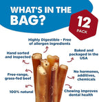 Best Bully Sticks 6 Inch Jumbo Bully Sticks for Dogs - 12 Count (Pack of 1) - Natural Grass-Fed Beef, Single Ingredient, Grain and Rawhide Free Chew, Large Breeds