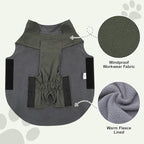 Workwear Style Dog Coats with Harness Built in for Small Dogs Windproof Warm Puppy Jacket with Storage Pockets for Cold Winter,Green M