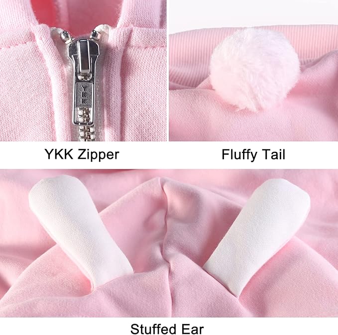 Extra Large Dog Christmas Bunny Costumes Rabbit Hoodies Clothes for Easter Day Halloween Labrador Rottweiler Great Dane, Pink, 5X-Large