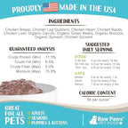 Raw Paws Signature Blend Pet Food for Dogs & Cats - Chicken & Vegetable Recipe, 1-lb Rolls (20 Pack) - Freshly Made in USA - Raw Diet Cat Food - Raw Frozen Dog Food - Fresh Dog Food Log