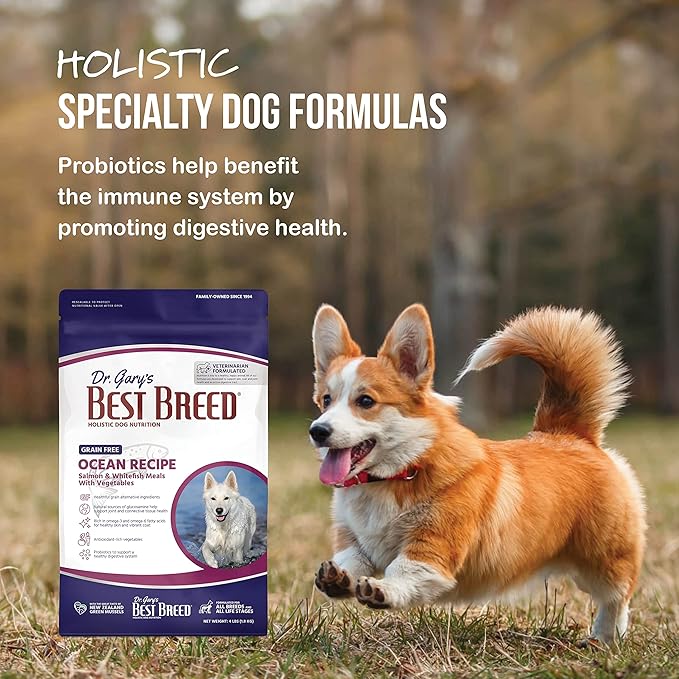Best Breed Dr. Gary's Grain Free Ocean Recipe Slow-Cooked in USA, Natural Dry Dog Food for All Breeds and Sizes, 13lbs.