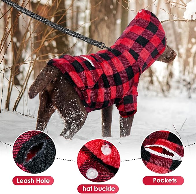 SlowTon Dog Hoodie Tie Dye - Warm Dog Sweater Hoodies with Pocket, Fall Winter Dogs Coat Jacket Pet Outfit Puppy Hooded Sweatshirt Clothes for Small Medium Large Dogs Boy Girl (Red, XL)