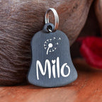 Ultra Joys Cat ID Tag Personalized Pet Tags, Durable Stainless Steel Small Pet Mini Dog Cat Tag Lightweight - Bell Tag in Black
