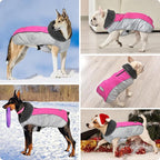 Dog Coat, Waterproof Ripstop Dog Winter Jacket with Leash Hole, Reflective Adjustable Warm Pet Fleece Snow Sweater for Small Medium Large Dogs - Pink, S