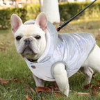 Fleece Hoodie, Windproof Waterproof Coat, Winter Warm Jacket, Cold Weather Pet Apparel Clothes Vest for Small Medium Large Dogs (M, Silver)