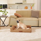 Orthopedic Dog Bed Medium Size Dog, Memory Foam Pet Bed for Small and Medium Dogs, Removable and Washable Microsuede Cover, TPU Waterproof Liner, Nonskid Bottom, 35x23x6 Inches, Khaki