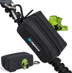 PetAmi Dog Poop Bag Holder for Leash Doggie Waste Bag Dispenser with Clip & Velcro Belt for Puppy Potty Walking Accessories Travel Camping Pet Supplies Zipper Pouch with Trash Bag Roll, Black 1 Pack