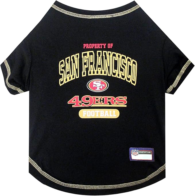 NFL San Francisco 49ers Dog T-shirt Small. - Licensed Shirt for Pets Team Colored with Team Logos- Premium Stretchable Materials for the comfort of your Dog & Cat
