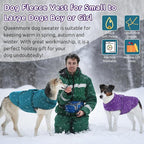 Queenmore XXS Dog Sweaters, Soft Fleece Vest Pullover Dog Jacket with Leash Hole, Warm Winter Dog Clothes Cold Weather Doggy Dachshund Sweater for Small Dogs Cats Boy or Girl (Peacock-Blue, XXS)
