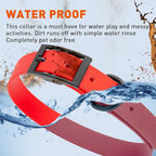 Dogline Biothane Waterproof Dog Collar Strong Coated Nylon Webbing with Black Hardware Odor- Proof for Easy Care Easy to Clean High Performance Fits Small Medium or Large Dogs, Cherry Red