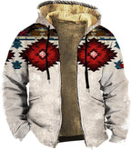 Men's Zip Up Jackets Western Style Ethnic Hoodie Hooded Vintage Long Sleeve Warm Coat Winter Outfits