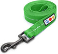 Pawtitas 6 FT Recycled Dog Leash With Reflective Stitched Thread - Medium, Made From Plastic Bottles Collected From Oceans - Green