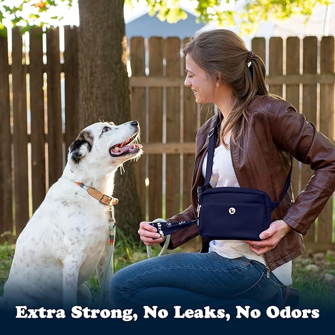 Puppington Certified Home Compostable Poop Bags - ASTM D6400 Compliant - 90 Extra Thick Bags - Plant Based - Pairs with Puppington 3-in-1 Bag & Fits all Standard Poop Bag Dispensers (Navy Blue)