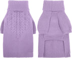 Queenmore Dog Sweater for Small Puppies & Large Dogs - Warm Winter Fall Sweater, Solid Turtleneck Knit with Long Sleeves, Lilac Color, XL