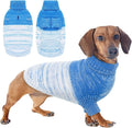 Queenmore Knitted Pullover Dog Sweater,Turtleneck Pet Cat Sweater,Cold Weather Puppy Clothes Stitching Knitwear with Leash Hole for Small Medium Dogs(Royal Blue,M)