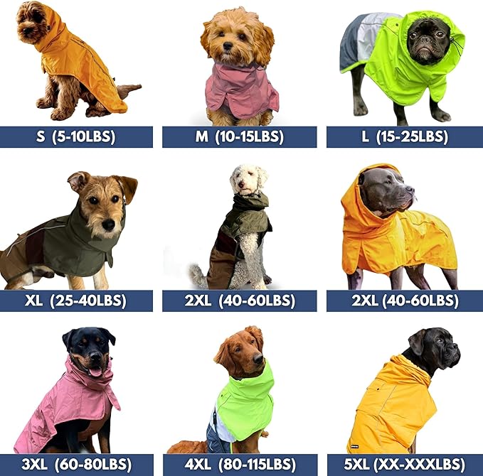 Spark Paws Dog Raincoat, Waterproof Windproof Rain Jacket, for Small Medium Large Extra Large Dogs, Reflective Breathable Full-Body Coverage Dry Suit - Pink Lilac Purple - 3XL