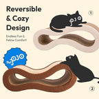Cloud Lounge Cat Scratching Pad, Reversible Scratch Board with Natural Curves for Freestyle Scratching & Ergonomic Support, Extra Wide Cat Bed for Large Cats, Premium Cardboard & Cozy Fabric