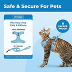 Voyager Escape Proof Cat Harness and Leash Set with Reflective Stitching, Neoprene Handle 5ft - Supports Small, Medium and Large Cats, Kittens for Walking by Best Pet Supplies - Baby Blue, XXXS
