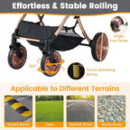 PETSITE 3-in-1 Pet Stroller for Small & Medium Sized Dogs, Foldable 4 Wheels Dog Stroller with Removable Carrier, Sun Shade, Removable Pad, Safety Belt, Storage Basket & Cup Holder