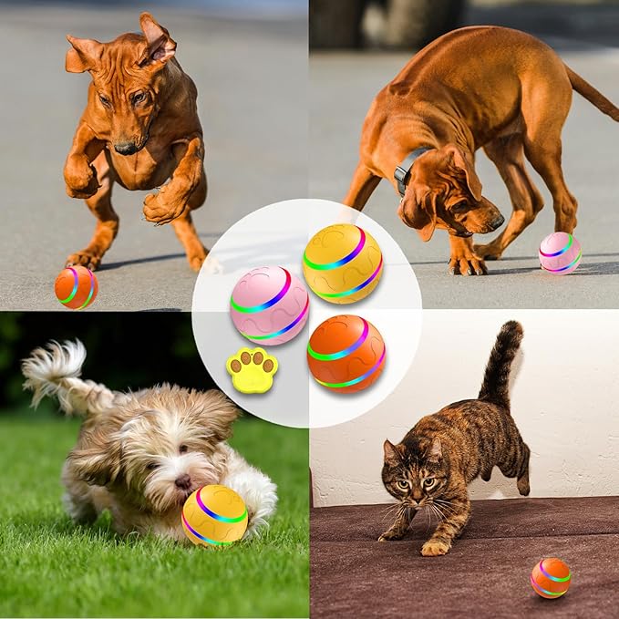 Shaky Ball Toy for Dogs, Large Pet Bounce, Jumping Ball Dog Toy, Automatic Activation Sports Rolling, 2025 New Big Pet Moving Balls (Yellow, Remote Control)