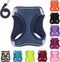 Dog Harness with Leash Set, No-Pull Step-in Reflective Pet Harness with 1 Leash Clips, Adjustable Soft Padded Easy Walk Dog Vest for Small Medium Large Dogs, Cats(Dark Blue,Medium)