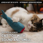 Big Fish Cat Kicker Toy - Refillable Catnip Matatabi Silvervine Filled and Help Relief Anxiety - Kitten Catnip Essentials Treats Supplies Large Interactive Chew for Indoor Cat (Blue)