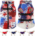 Dogcheer Dog Winter Coat, American Flag Dog Jacket with Harness, Adjustable Puppy Coat with Zipper, Waterproof Pet Fleece Jacket Snowsuit for Small Medium Large Dogs - US Flag M