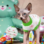 PUMYPOREITY Sphynx Cat Clothes: Stretchy Sweater, Soft Hairless Shirt, Pullover Pajamas, Turtleneck for Sphynx Cornish Rex, Devon Rex - Green, M