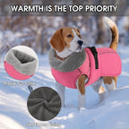 PETDSH Dog Coat Large, Windproof Dog Jacket with Warm Fleece Lining, Thickened Collar Dogs Winter Coat, Adjustable Reflective Pet Coats for Cold Weather (Pink, XXX-Large)