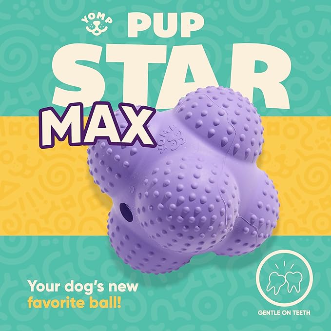 Yomp PupStar MAX Dog Toy – Star-Shaped, Bouncing Ball with Nubbins for Dental Health, Dishwasher Safe