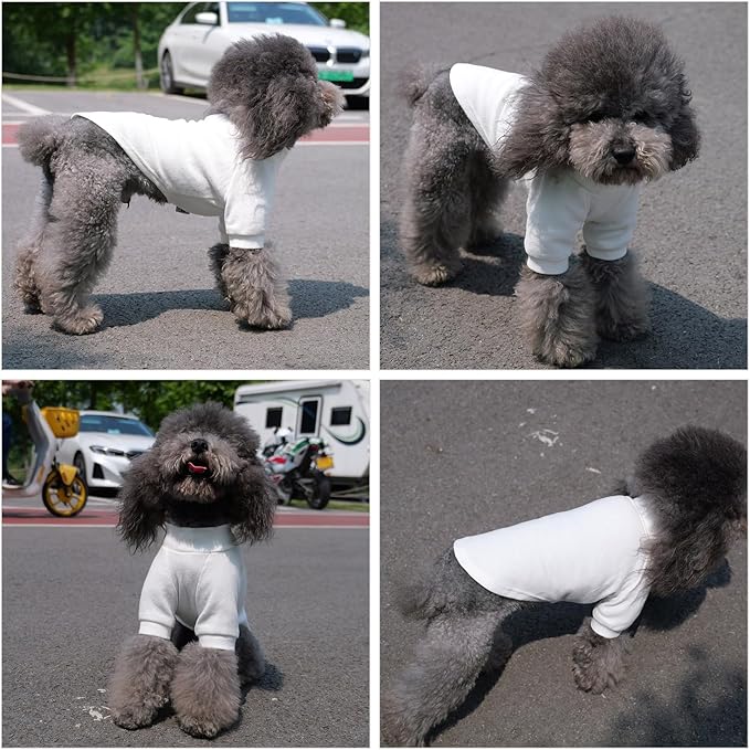 Lovelonglong Ribbed Dog T-Shirt Cotton Knitted Dog Sweaters for All Season Pet T-Shirts for Large Medium Small Dogs Off White XL