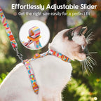 Dooradar Cat Harness and Leash, Escape Proof Adjustable Kitten Vest, Lightweight Soft Pet Straps, Easy Wearing for Small Medium Kitty Safe Walking Travel Control, Rainbow, M