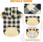 KOOLTAIL Plaid Dog Hoodie Pet Clothes Sweater with Hat and Pocket for Small Medium Large Size Dogs, Soft Winter Warm Dog Cold Weather Coat, Fleece Fall Dog Hooded Sweatshirt for Puppy Cats, Beige XXL