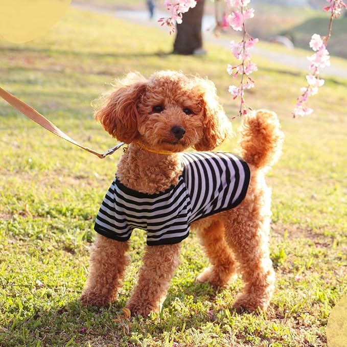 Geyoga 6 Pieces Dog Striped T-Shirt Cotton Breathable Pet Apparel Colorful Puppy Sweatshirt Clothes for Small to Medium Dogs Puppy(Dark Color,S)