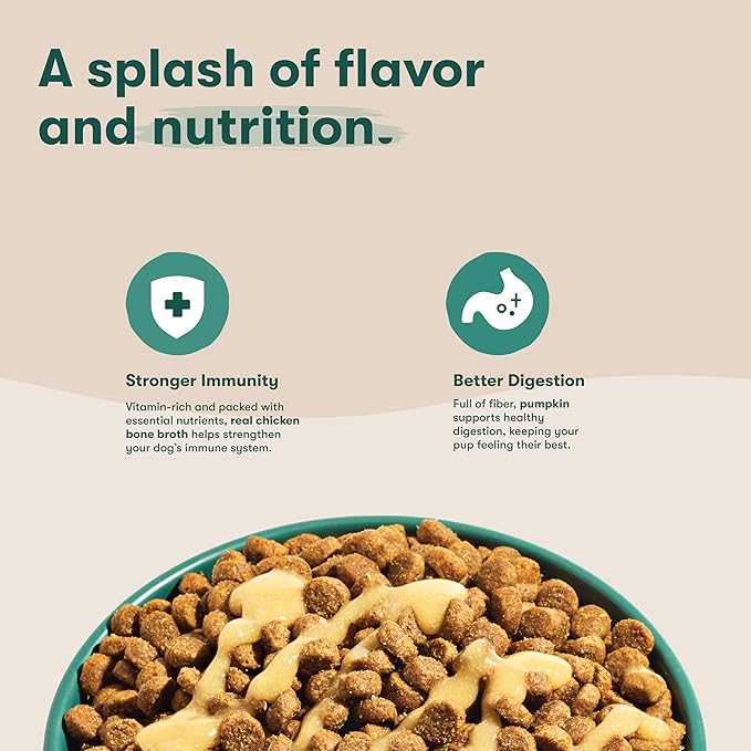 Jinx Kibble Sauce for Dogs - Premium Dog Food Kibble Topper Sauce & Flavor Booster Made with Chicken Bone Broth - All-Natural Ingredients, No Additives or Fillers - 12 Oz