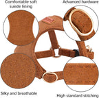 No Pull Dog Harness- Lightweight, Soft, Adjustable Small Harness Collar and Leash Set, Suitable for Cats Puppy Small and Medium-Sized Dog Outdoor Training and Running (Brown, M)
