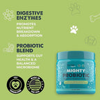 Mighty Paw Waggables Probiotic Chews for Dogs (Made in USA) | Dog Probiotics & Digestive Enzymes. Bacon Flavor Probiotic for Dogs Digestive Health. Prebiotics, Probiotics for Dog Gut Health (120 Ct)