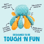 goDog Crazy Tugs Octopus Squeaky Plush Tug Dog Toy with Chew Guard Technology, Durable Fabric & Squeaker for Active Play, Multi Color, Large