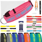 DIY Personalized Embroidered Dog Collar - Custom Hand-Stitched Name & Number, Reflective Adjustable Pet Collar for Small/Medium/Large Dogs & Cats, Durable Nylon with Steel D-Ring (Hotpink, Medium)