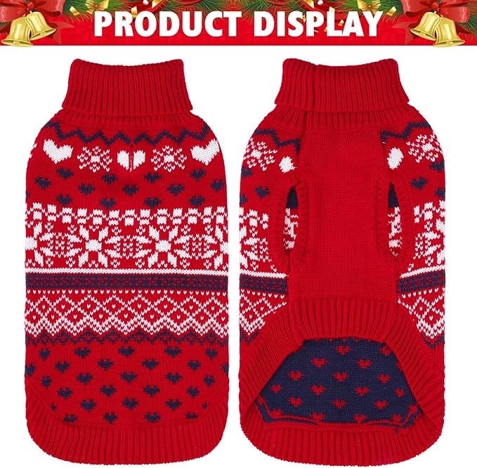 SCENEREAL Dog Sweaters for Small Dogs - Soft, Warm Turtleneck Small Dog Sweater, Ugly Knit Dog Christmas Outfits for Dachshund, Chihuahua, Pug, Yorkie,Winter Pet Clothes Girl Boy, XS