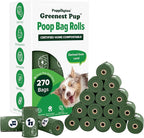 Puppington Certified Home Compostable Poop Bags - ASTM D6400 Compliant - 270 Extra Thick Bags - Plant Based - Pairs with Puppington 3-in-1 Bag & Fits all Standard Poop Bag Dispensers (Basil Green)