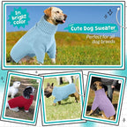Queenmore Dog Sweater, Puppy Sweater for Small Dogs,Warm Winter Fall Dog Sweaters for Dog Girls Boys, Solid Turtleneck Knit Sweater for Large Medium Dogs,Long Sleeves Christmas Dog Sweater Blue,M