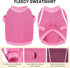 Queenmore Fleece Dog Sweater for Girl Dogs, Pullover Pink Dog Sweatshirt Sweatshirt with Leash Hole, Reflective Stripes – Cozy Winter Fleece Jacket for Small/Medium/Large Femal Puppy XS