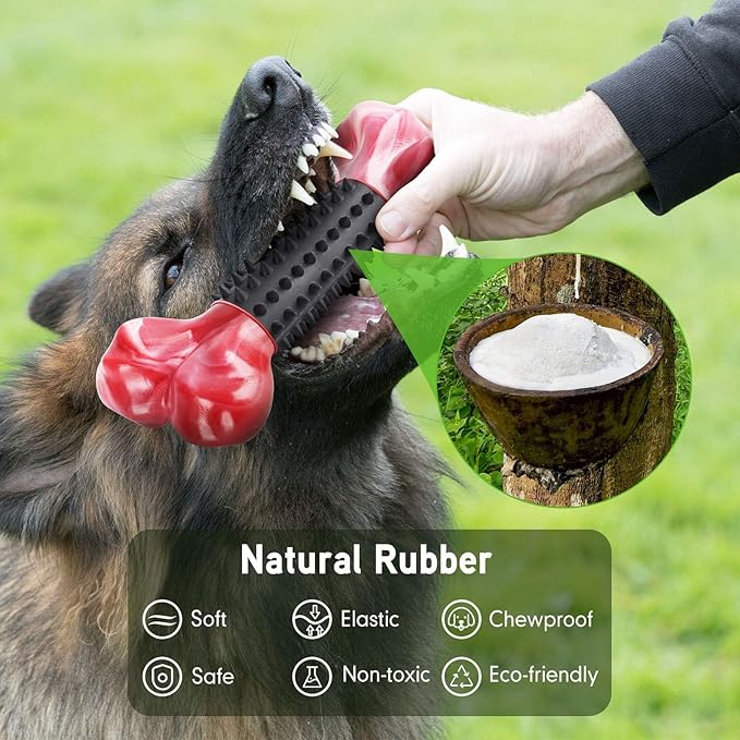 Apasiri Tough Dog Toys for Aggressive Chewers Large Breed, Dog Chew Bone with Bacon Flavor, Nylon & Rubber Chew Toy for Medium Large Dogs