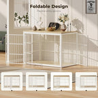 Lyromix 54" Dog Crate Furniture with Foldable Door, XXL Dog Crates for Large Dogs, Wooden Decorative Dog Cage Kennel Indoor End Table, Natural Beech