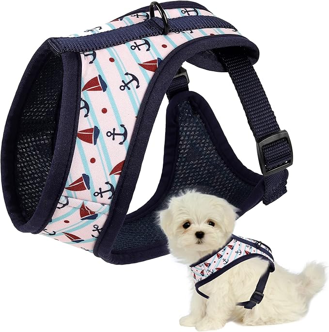 Mile High Life Step in Dog Harness for Small Dogs No Pull, Easy Get on Air Mesh Vest Harness, Adjustable Easy Closures Both Neck and Chest (White, S Chest 13.1"-19.6")