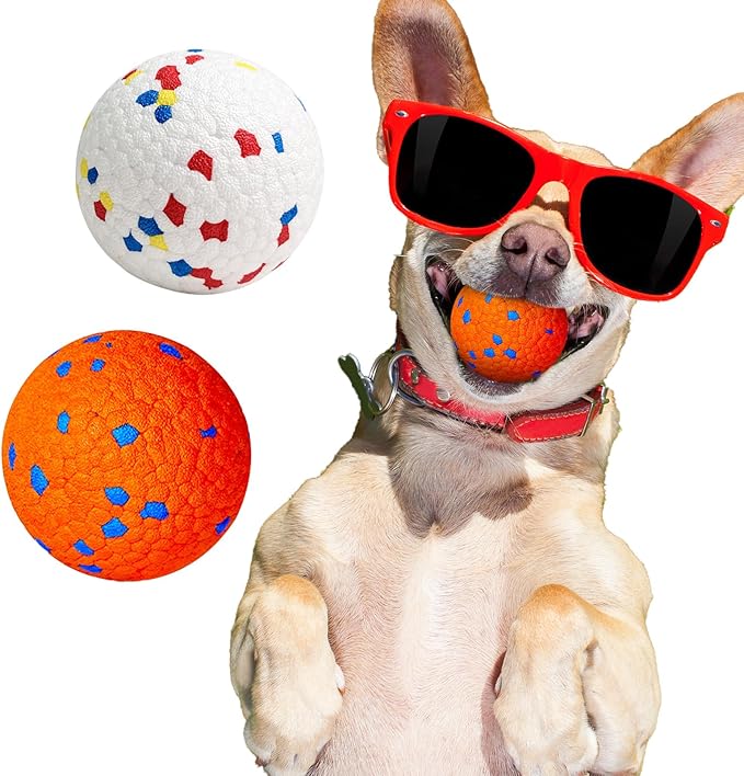 Dog Balls Tennis Balls for Dogs, Dog Toys for Aggressive Chewers, Durable Rubber Teething Chew Toys Water Floating Ball, Interactive Fetch Ball for Large Medium Small Dogs, Pets